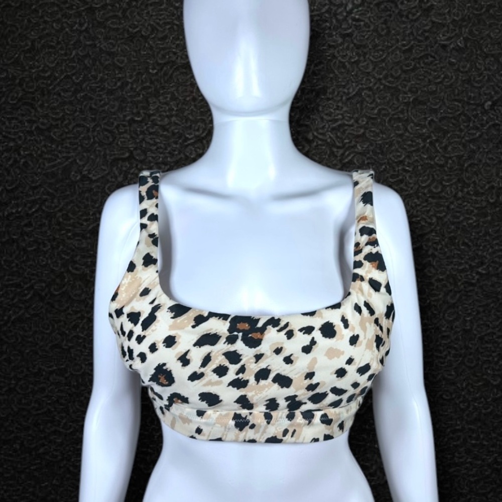 aerie Scoop Leopard Print Padded Swimsuit Top